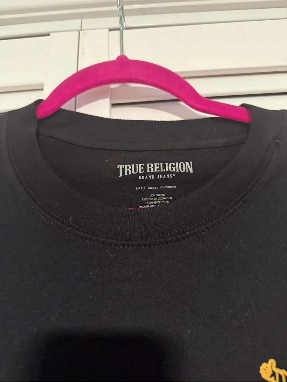 True Religion Black Short Sleeve Tee with Gold Logo